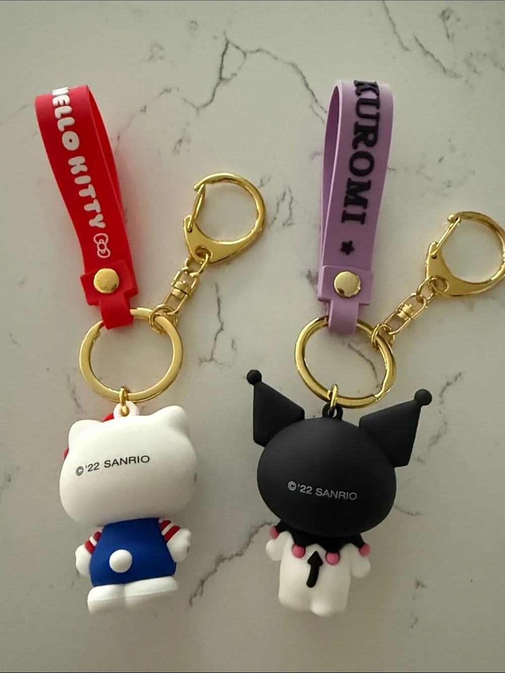 NEW pair 2 Hello Kitty & Kuromi Keychain Duo from Osaka Japan Sanrio bag Charm